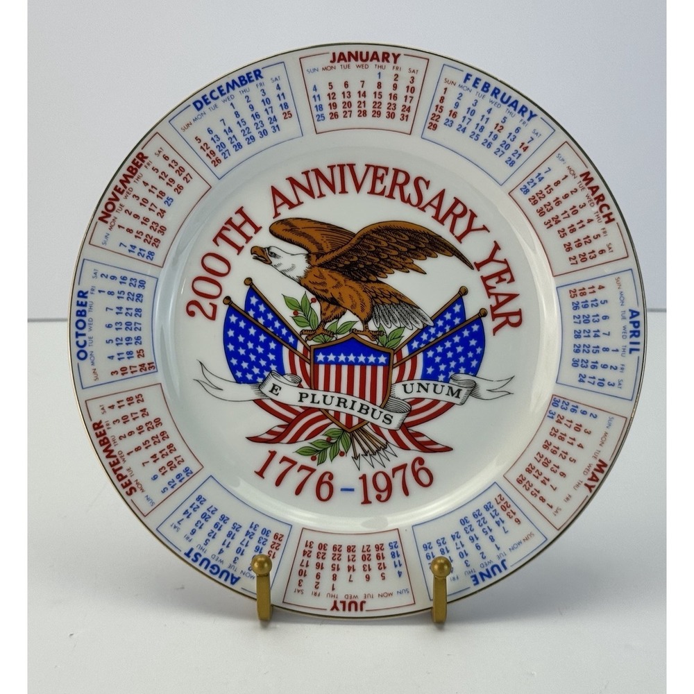 Bicentennial Collectors Calendar Plate Vintage USA 200th Anniversary 1776-1976‎